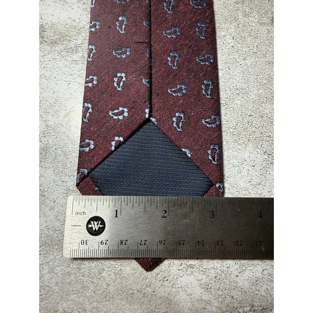 Bruno Marchesi 100% Silk Tie Mens One Size Red Paisley Embroidered Necktie